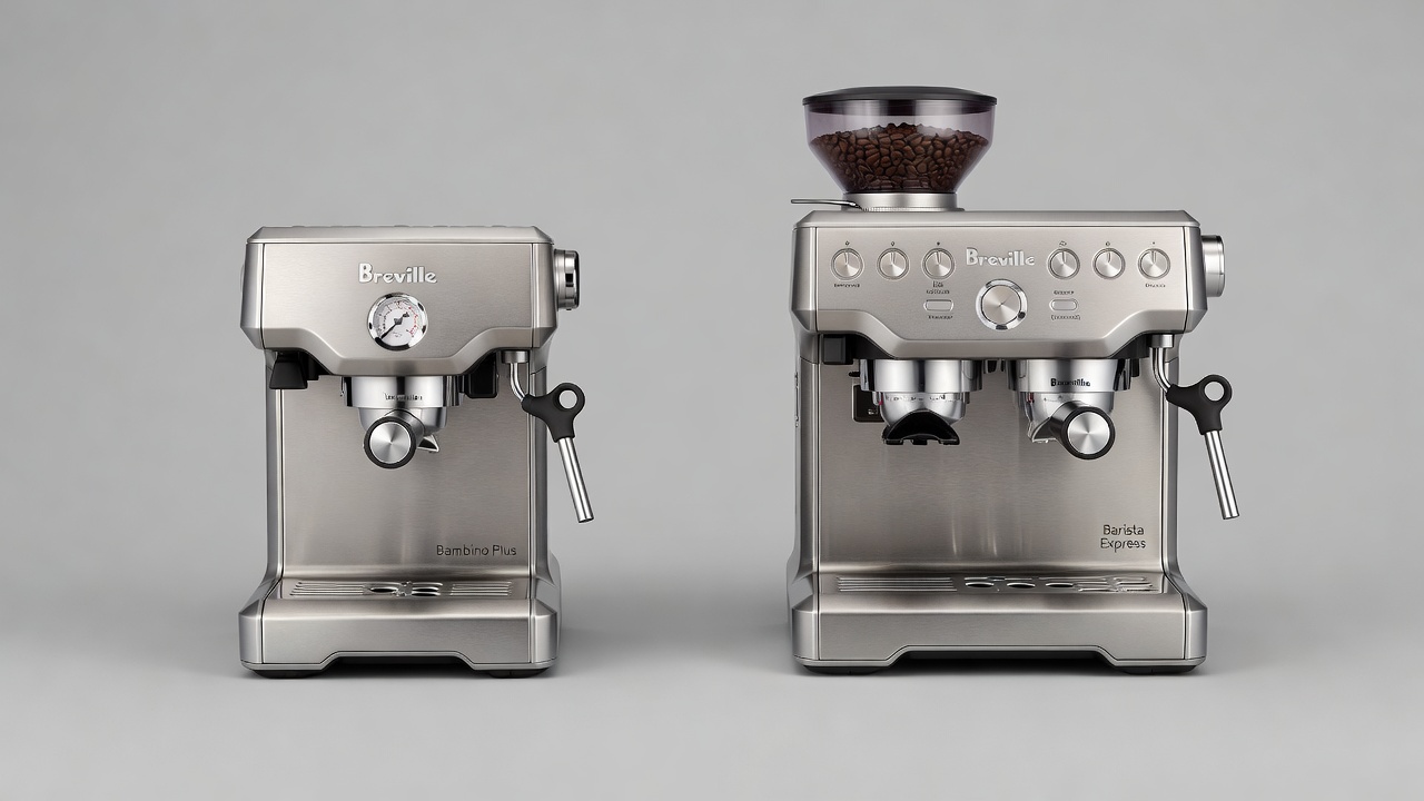 Modern kitchen countertop with compact espresso machine setup