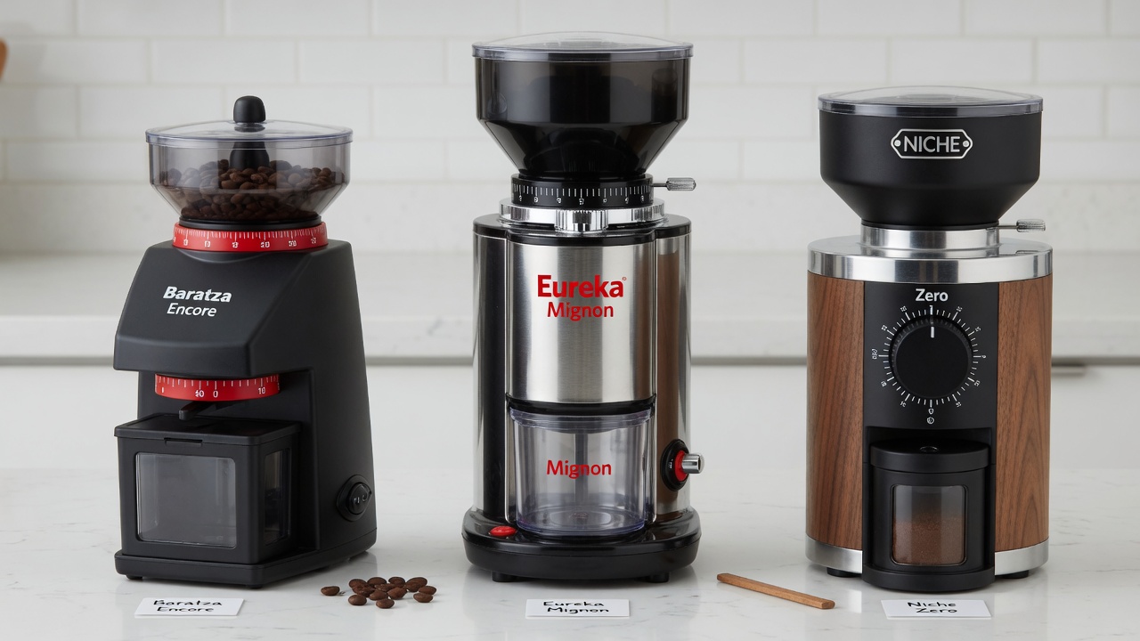 Coffee grinder with espresso grounds and dial adjustment